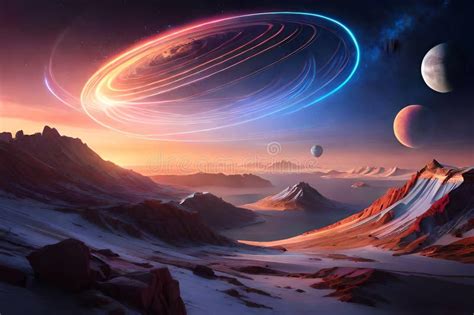 Digital Art Depicting A Fantasy Cosmos With Planets Stars Asteroids