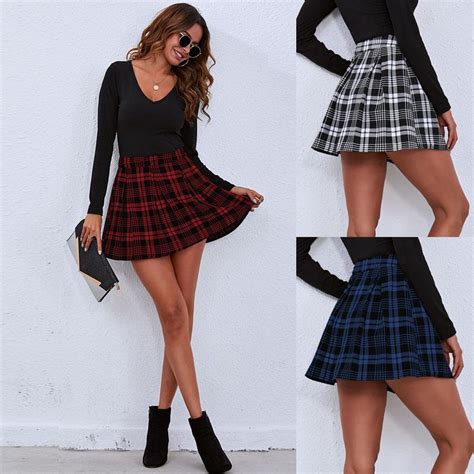 Buy New Fashion Women Sexy Plaids Checks Skirt Dress Mini School High