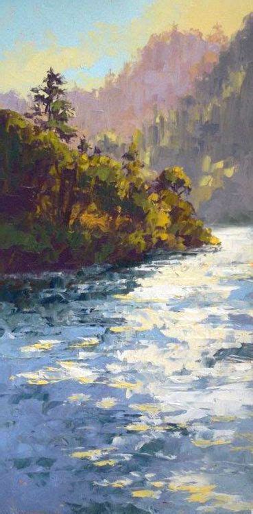Umpqua River Bend By Erin Dertner Original Oil Painting ~ 16 X 8