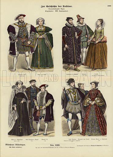 Costumes Of English And Scottish Royalty And Nobility 16th Stock