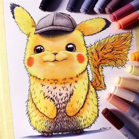 Detective Pikachu Drawing By Lethalchris On Deviantart