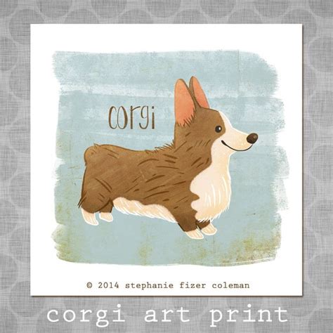 Items Similar To Corgi Art Print Illustrated Dog Art Cute Whimsical