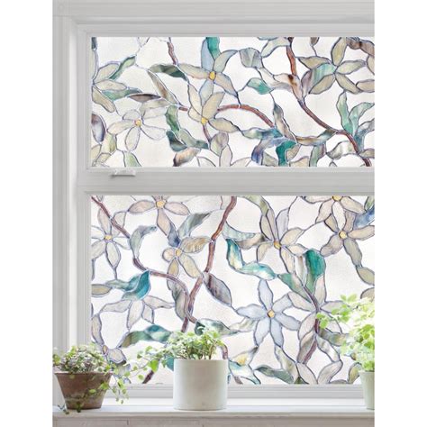 Artscape Jasmine 24 In X 36 In Textured Stained Glass Applique Window Film In The Window Film