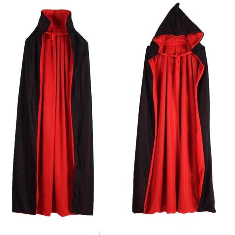 Disfraz De Halloween Ropa Para Niños Adulto Negro Rojo De Doble Cara Portátil Vestido De Vampiro