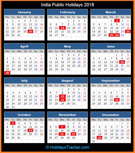 India Public Holidays 2018 Holidays Tracker