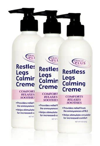 Miracle Plus Restless Legs Calming Creme Cream Set Of 3 Bottles 8 Oz