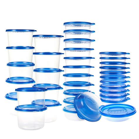 36 Pack Plastic Food Containers With Lids Round Food Storage