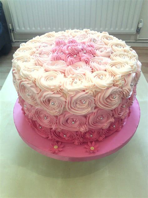 Pink Ombre Rose Swirl Cake Rose Swirl Cake Swirl Cake Cake