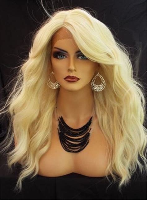High Quality Long Platinum Blonde Wavy Lace Front Wig Synthetic Hair Full Wigs 6177083824244 Ebay