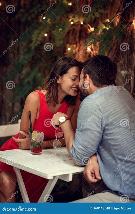 Loving Couple Celebrating Valentine Daykissing Young Couple On A Date