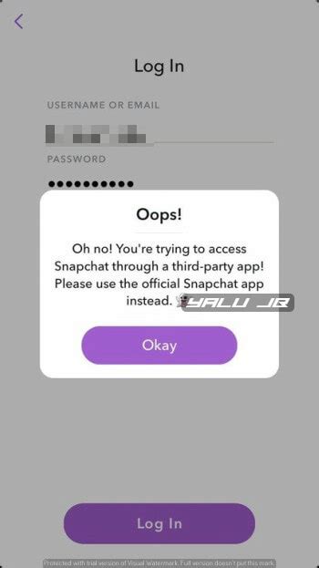 Snapchat is a fast and fun way to share the moment with friends and family 👻 snapchat opens right to the camera, so you can send a snap in seconds! "You're trying to access Snapchat through a third-party ...