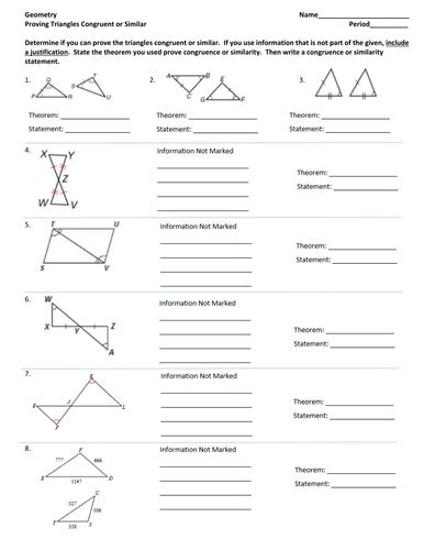8.1 tests for congruency between two triangles. Similarity and Congruence Unit: Proving Triangles Similar ...