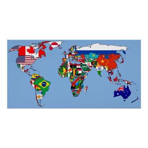 World Flag Map Poster In 2021 Map Poster World Map