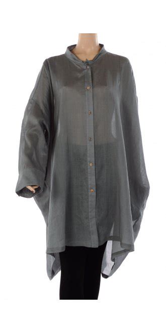 Moyuru Grey Linen Oversize Shirt Clothing From Uk