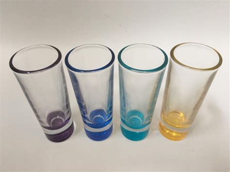 Vintage Barware Colored Glass Shot Glasses Set Of 4 At 1stdibs