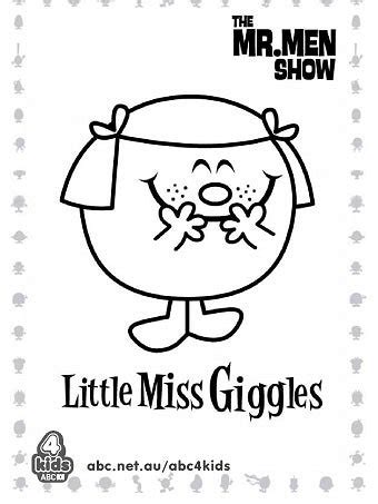 Men and little miss characters! Little Miss Giggles Mr Men Show Sketch Coloring Page