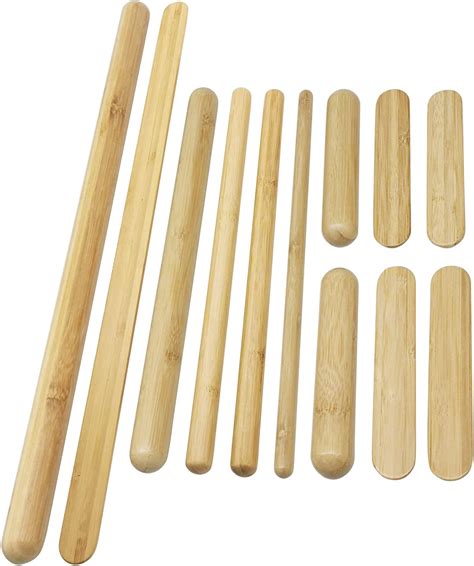 Goodtar 12 Pcs Solid Bamboo Massage Stick Sets Warm Bamboo Therapy Massage Tools