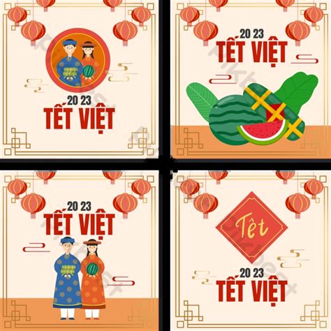 전통 대보름 수박 쌀 만두 식물 테두리 2023 베트남 Tet 소셜 미디어 광고 Png Psd 무료 다운로드 Pikbest