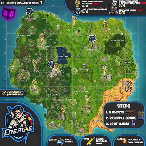 Cheat Sheet Map For Fortnite Battle Royale Season 6 Week 1 Challenges Fortnite Insider