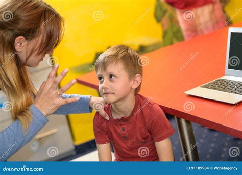 Mom Screams At Her Child Stock Photo Image Of Little 91109984
