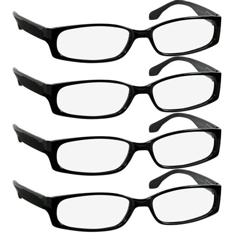 Truvision Readers Unisex Plastic Rectangular Reading Glasses 4 Pack