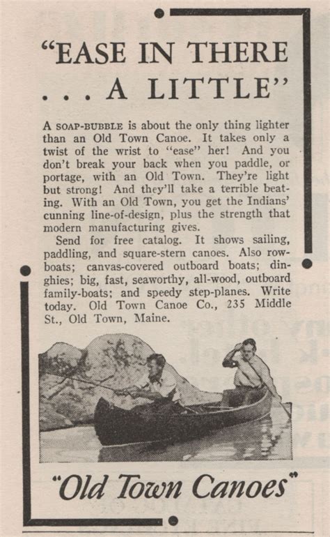 1931 Old Town Ad Wooden Canoe Museum