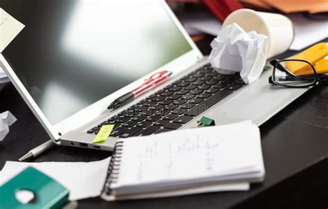 Messy And Cluttered Desk Stock Photo Image Of Papers 193520246