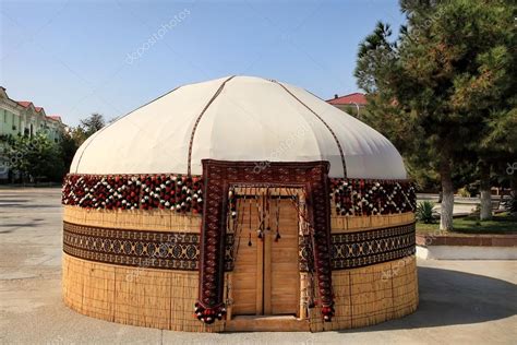 Turkmen Ethnic Nomadic Yurt Building Built For The Celebration — Stock