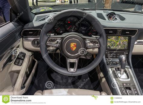 Porsche 911 Carrera Sports Car Interior Dashboard Editorial Image
