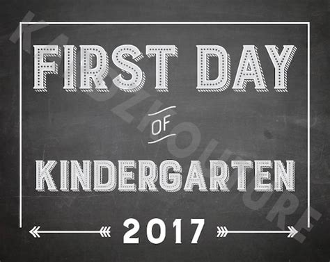 Items Similar To First Day Of Kindergarten 2017 Chalkboard Print Size
