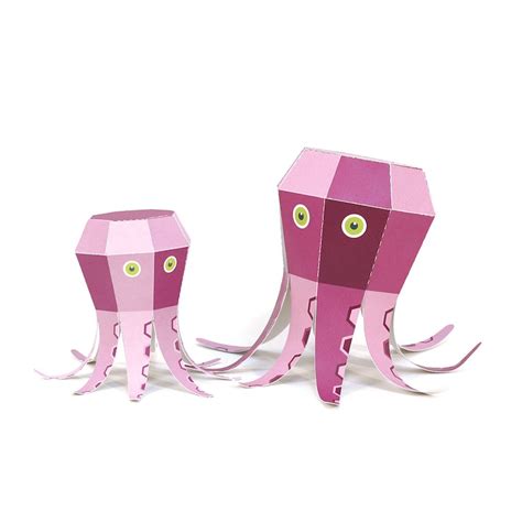 Maxi Octopus Paper Toys Diy Paper Craft Kit 3d Paper Etsy