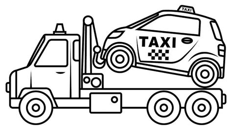Colouring Book Taxi On A Trailer To Print And Online