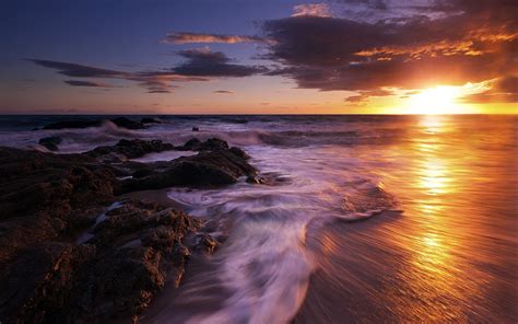 Download Wallpaper For 2560x1080 Resolution Sea Sunset Waves