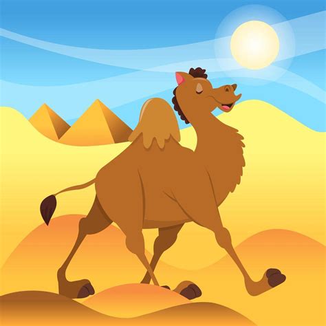 Cartoon Camel Walking In Sahara Desert 1924629 Vector Art At Vecteezy