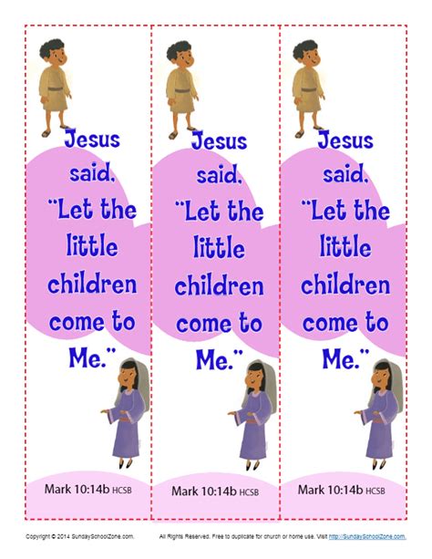 Let The Children Come To Me Bookmarks Sunday School Activities