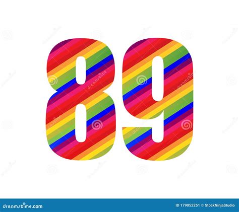 89 Number Rainbow Style Numeral Digit Colorful Number Vector