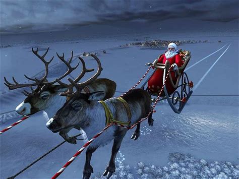 Christmas With Santa Claus And Reindeer Flying Santa Claus Santa