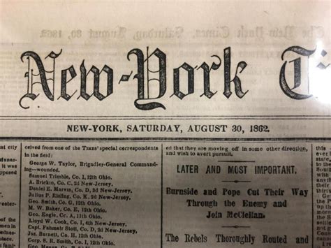 Sold Price New York Times Civil War Newspaper Aug 30 1862 July 6