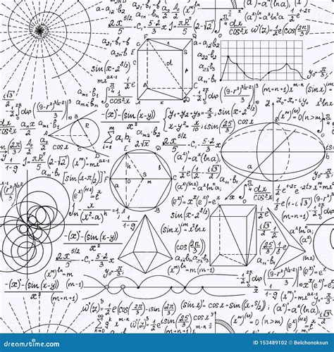 Math Educational Vector Seamless Background With Handwritten Formulas