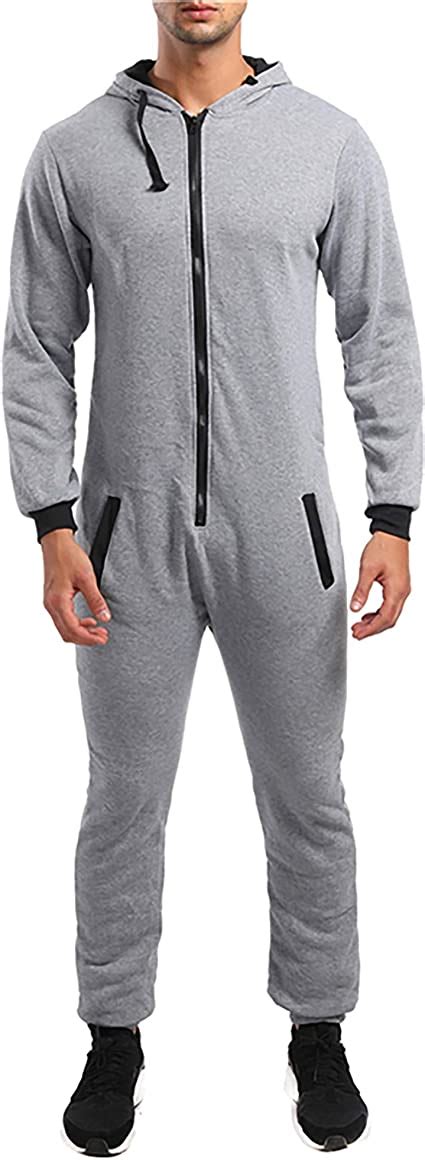 Herren Onesies Jumpsuit Herbst Winter Adult Einteiler Sleepsuit Overall Casual Plus Size Hoodies