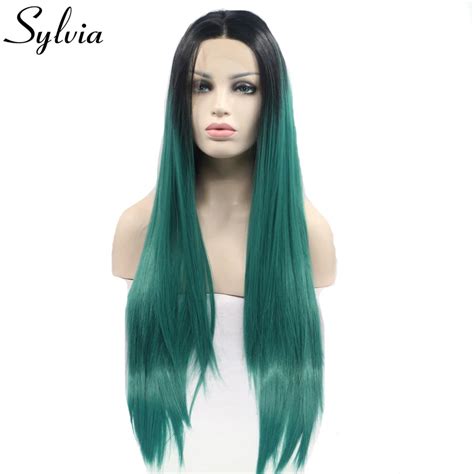 Sylvia Blackgreen 2t Ombre Silky Straight Synthetic Lace Front Wigs