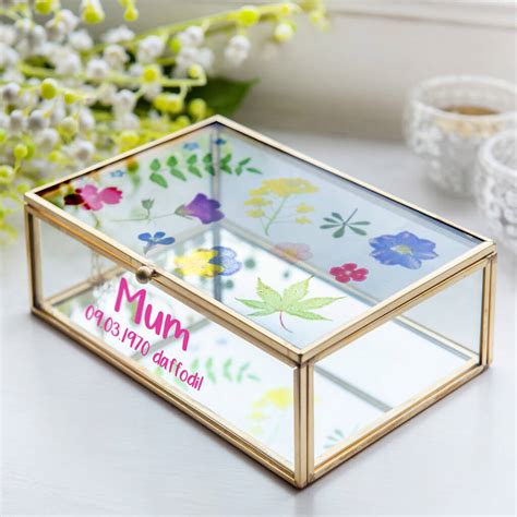 Personalised Pressed Flowers Glass Jewellery Box By The Letteroom