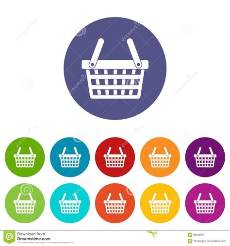 Shopping Basket Set Icons Stock Vector Illustration Of Concept 85036047