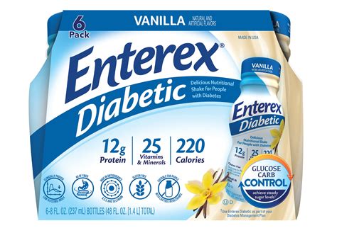 Enterex Diabetic Vanilla Flavor Nutritional Meal Replacement Shake For