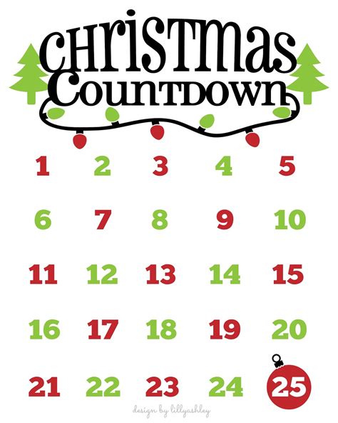 Free Printable Countdown Number Christmas Countdown