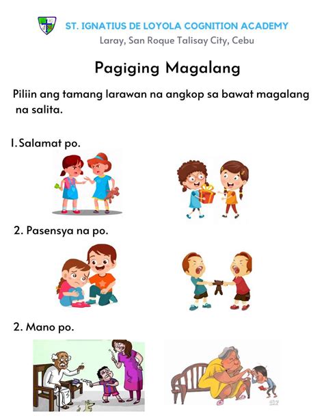 Pagiging Magalang Worksheet Live Worksheets