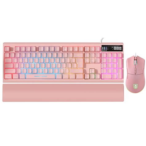 Pink Rgb Gaming Keyboard And Mouse Comborgb Backlit Mechanical Feel