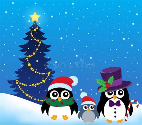 Christmas Penguins Theme Image 1 Stock Vector Illustration Of Concept