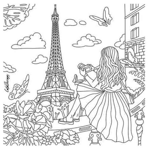 Now print the black and white coloring sheet and. Paris coloring | ColorTherapy App | Coloring books ...