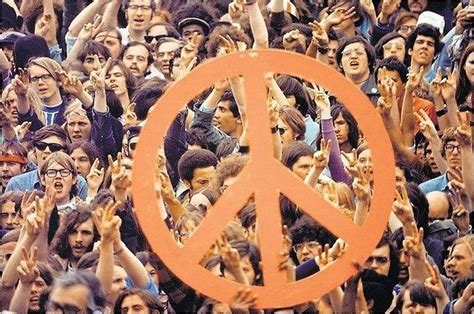 Peace Now Vietnam War Protesters 1960s Hippie Movement Happy